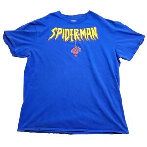 Marvel Spiderman Graphic T-Shirt Mens XL Royal Blue Short Sleeve Mad Engine Tee